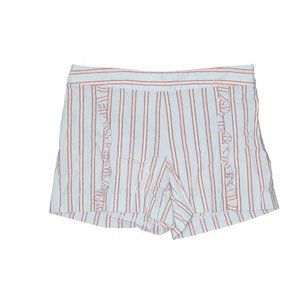 Ann Taylor LOFT Womens Striped Shorts with Ruffle Front Side Zip Blue Size 14